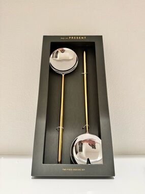 Anthropologie Gold and Silver Long-Handled Serving Spoons